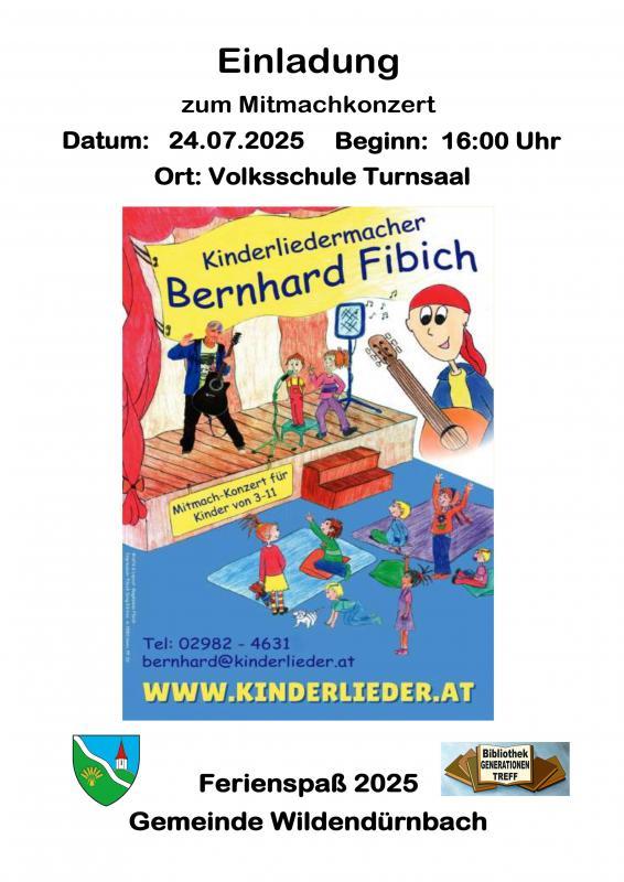 Einladung Bernhard Fibich - Mitmachkonzert