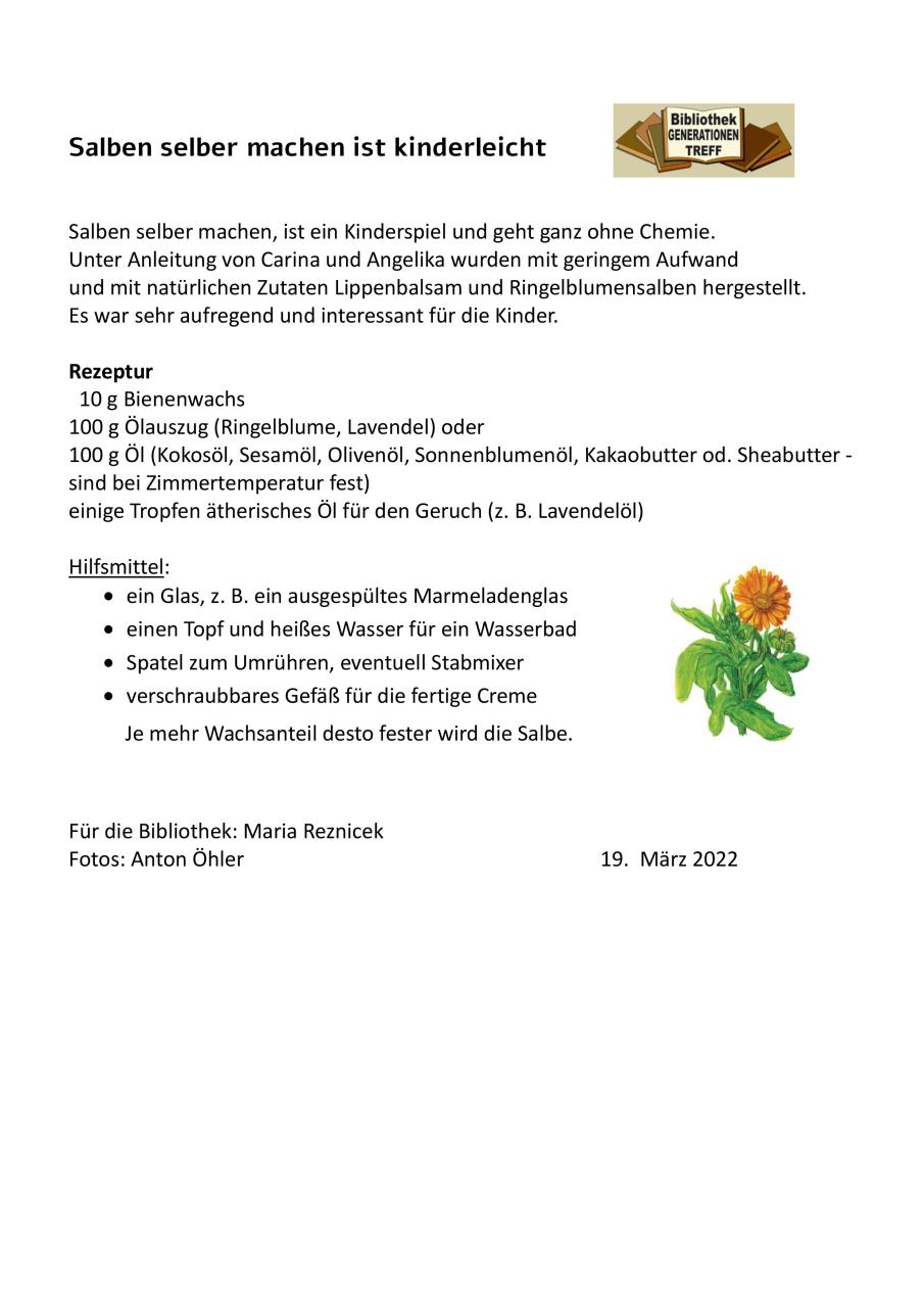 Salben selber machen Einladung